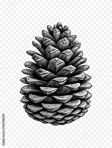 Pine Cone Vector Illustration in Vintage Engraving Style