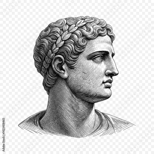 Classical Greek Sculpture Head Vector Illustration