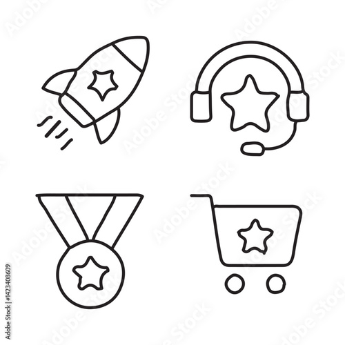 vector illustration of Benefits elements in one line style
