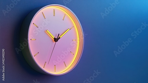 Wallpaper Mural Illuminated wall clock, time, blue background, deadline concept Torontodigital.ca