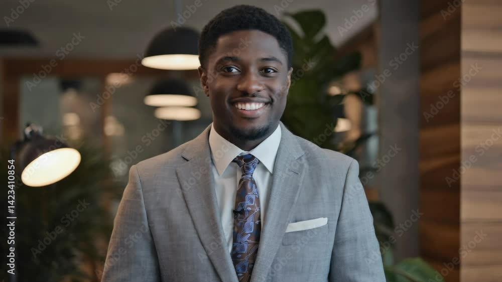 Business professional smiling in modern office setting Business professional smiling in modern office setting