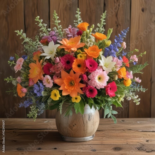 Wallpaper Mural bouquet of flowers, bouquet of flowers on a wooden table, bouquet of flowers in a vase Torontodigital.ca