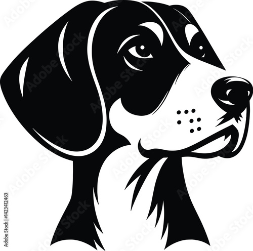 American Foxhound Dog Head Silhouette Vector Illustration