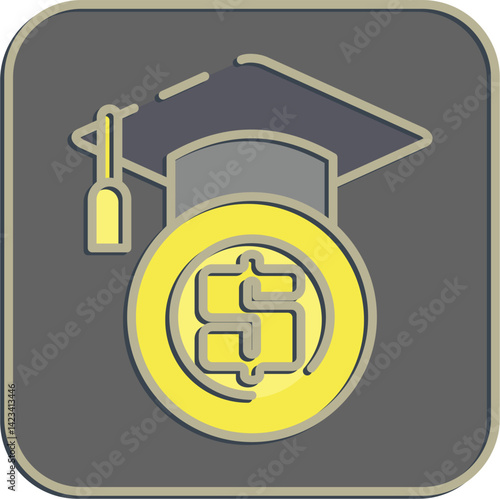 Icon financial literacy. Cashless society elements. Icon in embossed style.