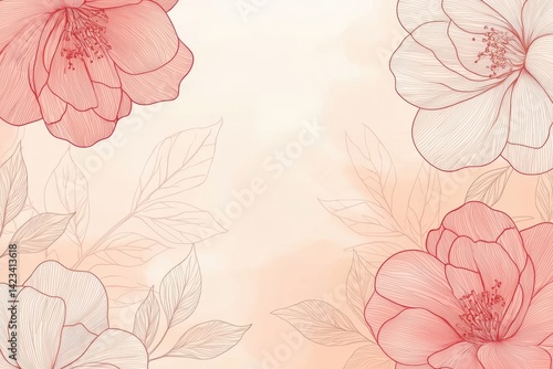 Floral Illustration, Camellia Flowers, Background, Art Design, Pastel, Nature, Artistic Expression Conceptualized for SEO