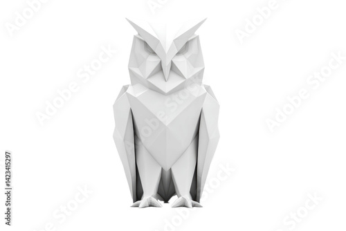a geometric low-poly style owl rendered in glossy 