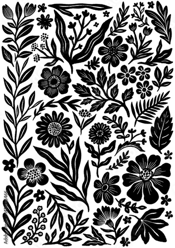 black floral pattern