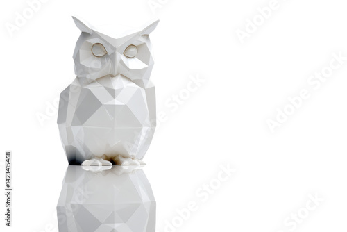 a geometric low-poly style owl rendered in glossy 