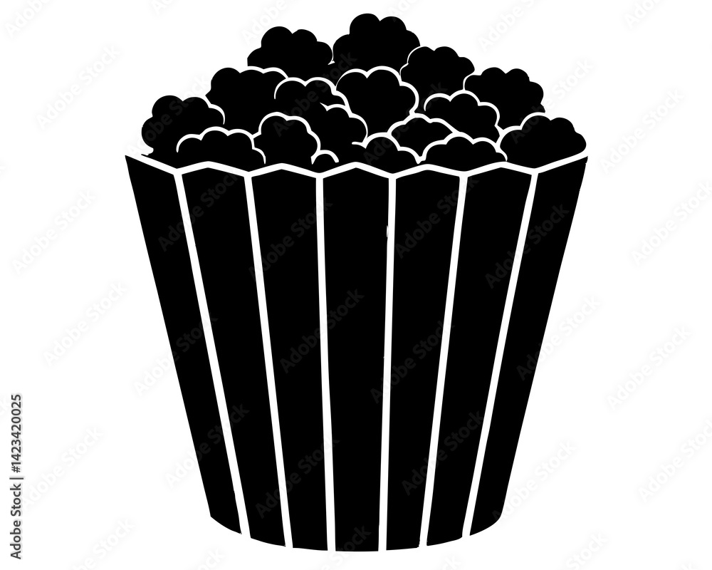 Popcorn Bucket silhouette vector illustration Popcorn Bucket silhouette vector illustration