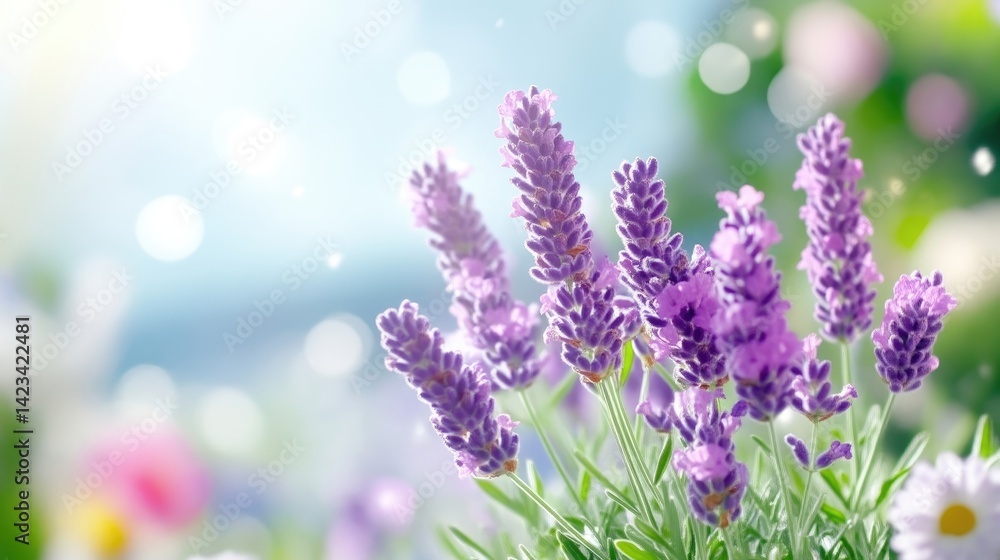 Naklejka premium Lavender blossoms in a sunny garden