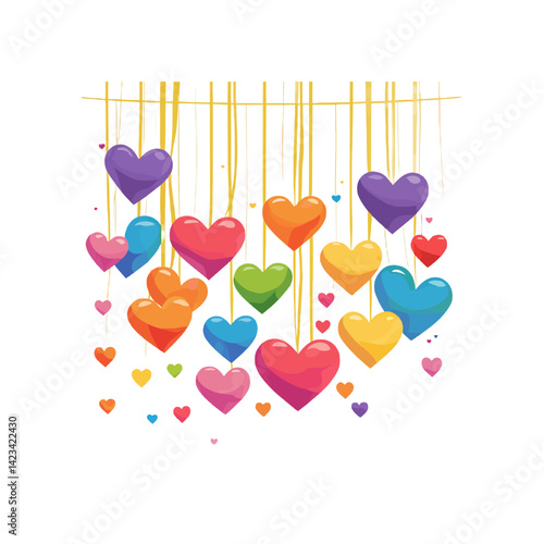 Colorful Hanging Hearts vector tustratien