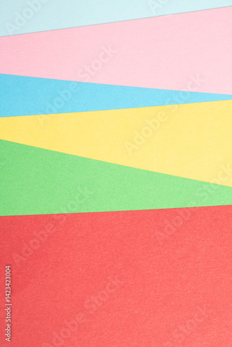 Quadro su tela Simple Paper Card Primary Colour Lined Geometric Shapes in Multicolour Rainbow C