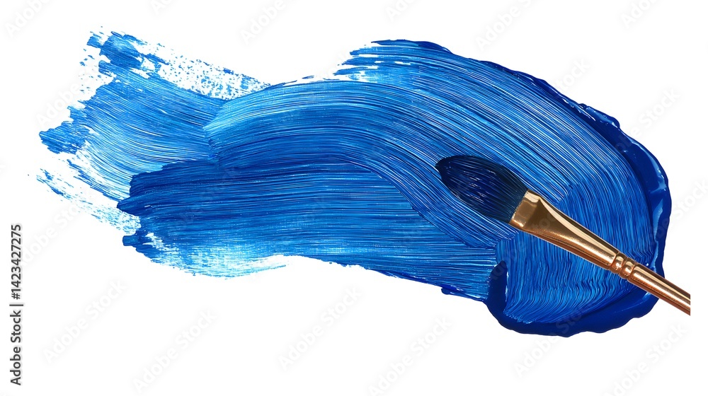 blue paint brush strokes in watercolor isolated against white background