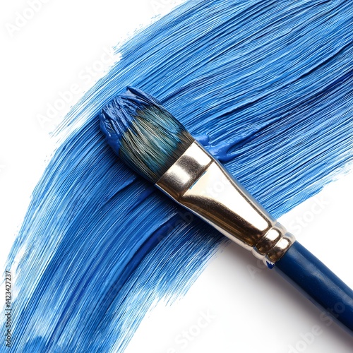 Obraz na płótnie blue paint brush strokes in watercolor isolated against white background w salonie
