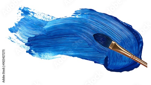 Obraz na płótnie blue paint brush strokes in watercolor isolated against white background w salonie