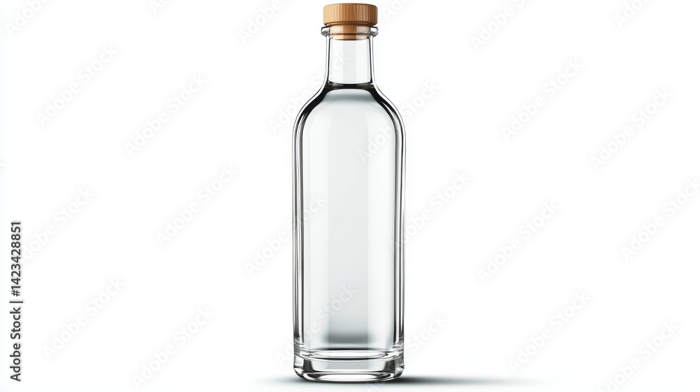 Crystalclear hydration, a glass bottle of pure water with natural cork lid refreshing Crystalclear hydration, a glass bottle of pure water with natural cork lid refreshing