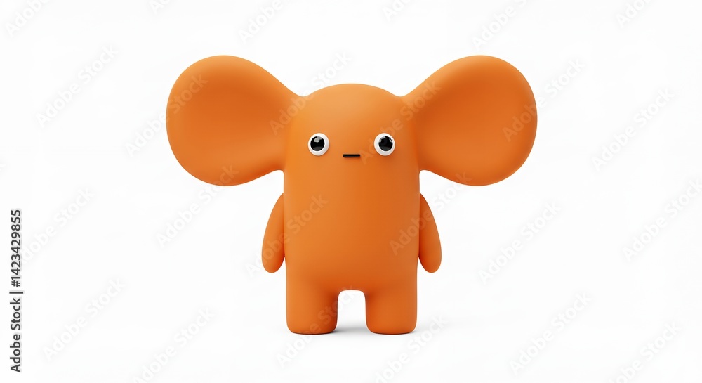 Fototapeta premium Adorable orange cartoon creature with big ears charming 3 d render for kids products
