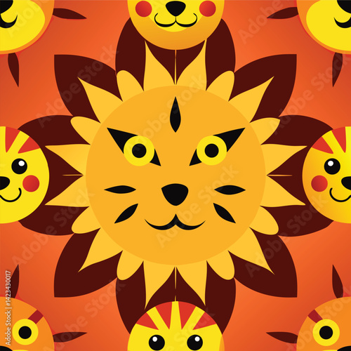 Seamless Mandala Pattern In Cat Head
