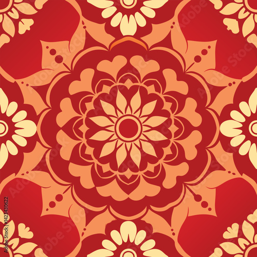 Henna Style Mandala With Indian Motifs