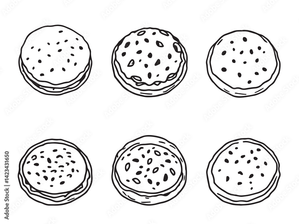 Fototapeta premium Pita Bread Skirt vector line art illustration