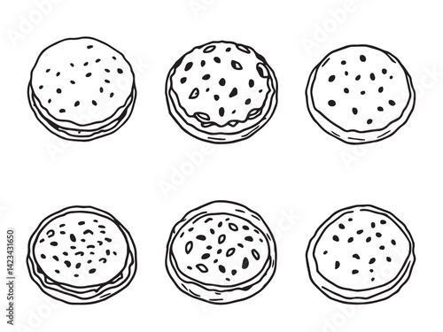Pita Bread Skirt vector line art illustration