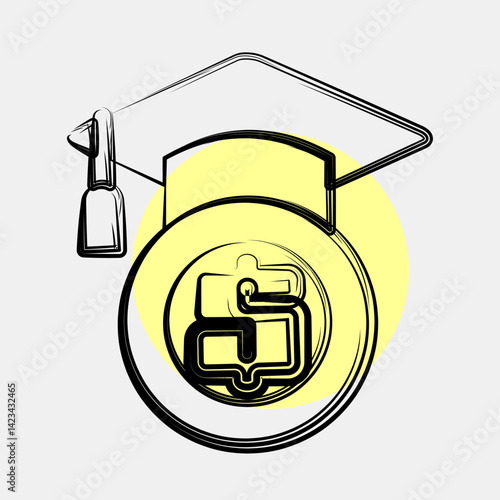 Icon financial literacy. Cashless society elements. Icon in color spot style.