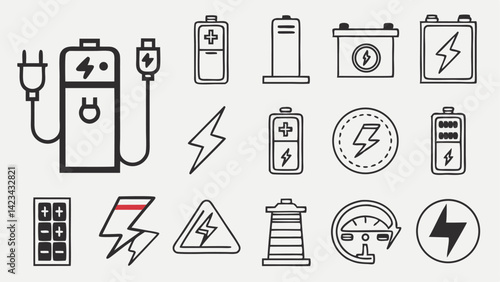 charging line icon set  set of 30 outline icons re.eps