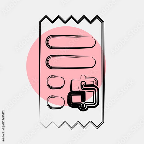 Icon receipt. Cashless society elements. Icon in color spot style.