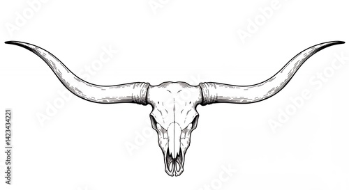 Longhorn skull line art minimalist elegant western design element