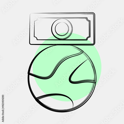 Icon worldwide payment. Cashless society elements. Icon in color spot style.