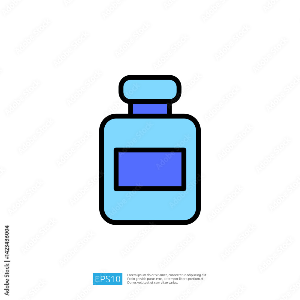 Obraz premium Blue Laboratory Bottle Icon Representing Medical and Pharmaceutical Science in Modern Education Context