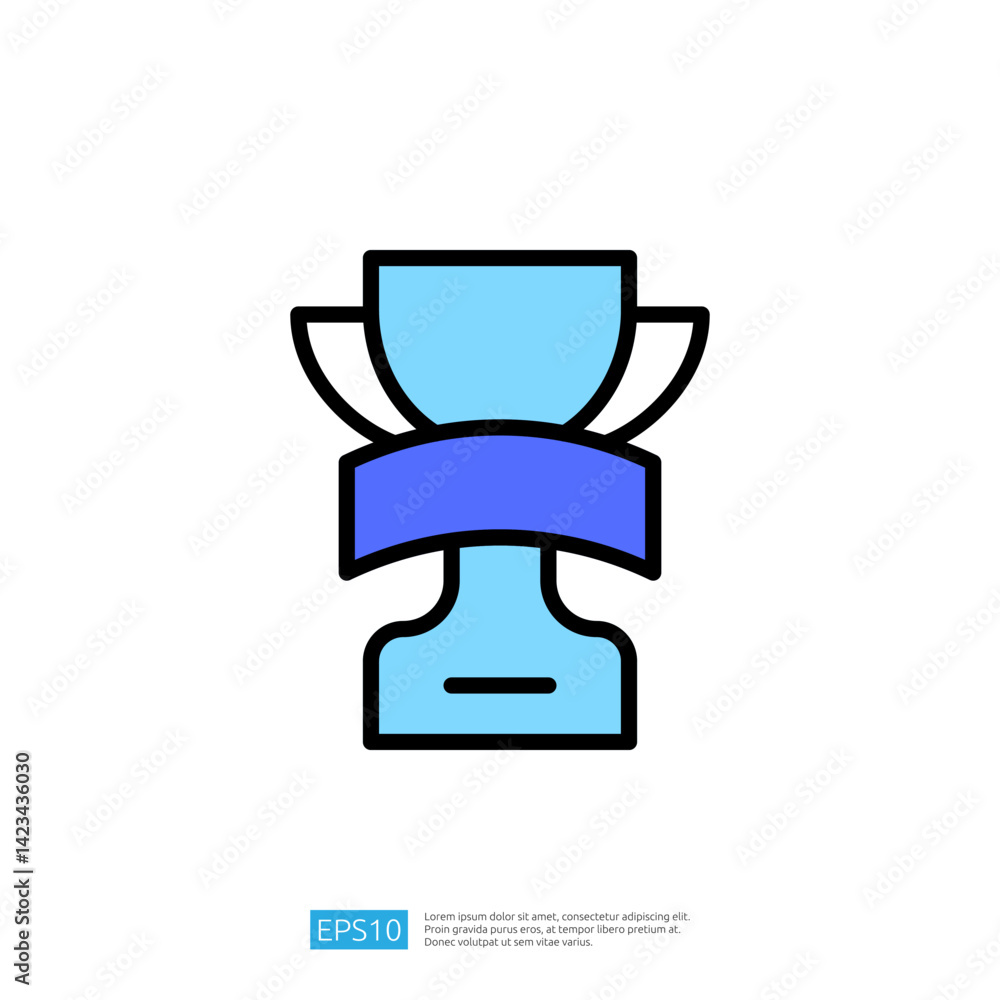 Icon of a Blue Trophy Symbolizing Achievement and Success in Education and Science Context Icon of a Blue Trophy Symbolizing Achievement and Success in Education and Science Context