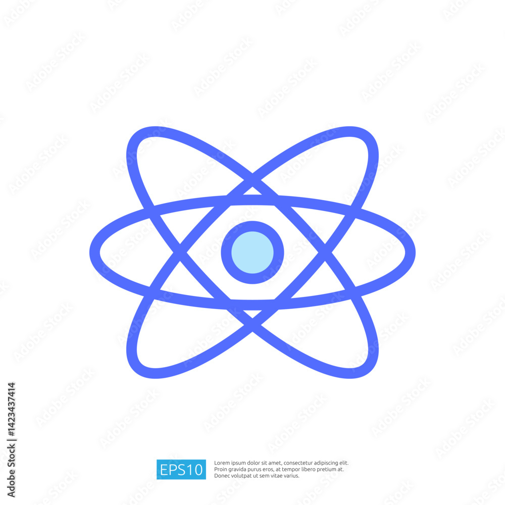 Abstract Icon of an Atom with Electrons and Nucleus Representing Education and Science Concepts in a Modern Graphic Design Abstract Icon of an Atom with Electrons and Nucleus Representing Education and Science Concepts in a Modern Graphic Design