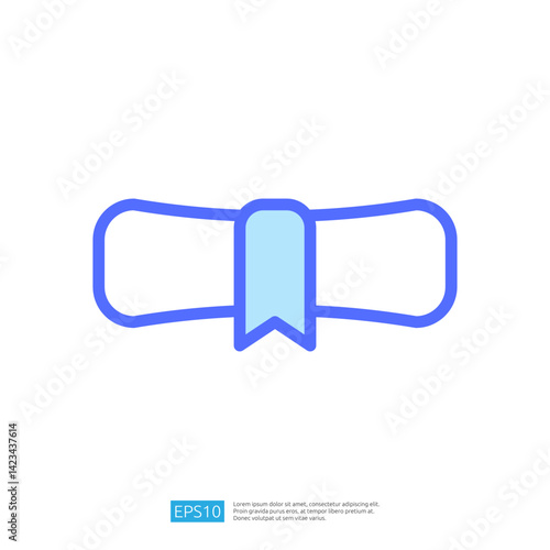 Certificate Icon with Ribbon and Scroll Design Representing Achievement in Education and Knowledge Acquisition