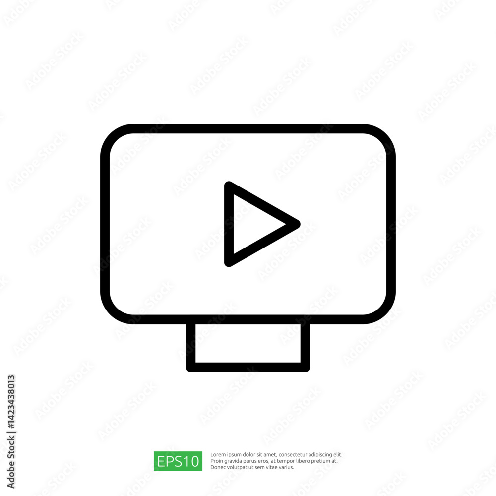 Minimalist Video Play Icon Symbol on Computer Screen for Streamlined Digital Media Access and Content Creation in Contemporary Environments Minimalist Video Play Icon Symbol on Computer Screen for Streamlined Digital Media Access and Content Creation in Contemporary Environments