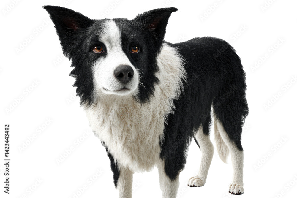 agile Border Collie, focused gaze, attentive posture, black and agile Border Collie, focused gaze, attentive posture, black and