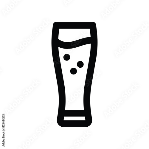illustration graphic vector is a black outline icon of a pilsner glass, perfect for beer, pub, and bar-themed designs. Ideal for showcasing refreshing drinks in event, beverage, or social media visual