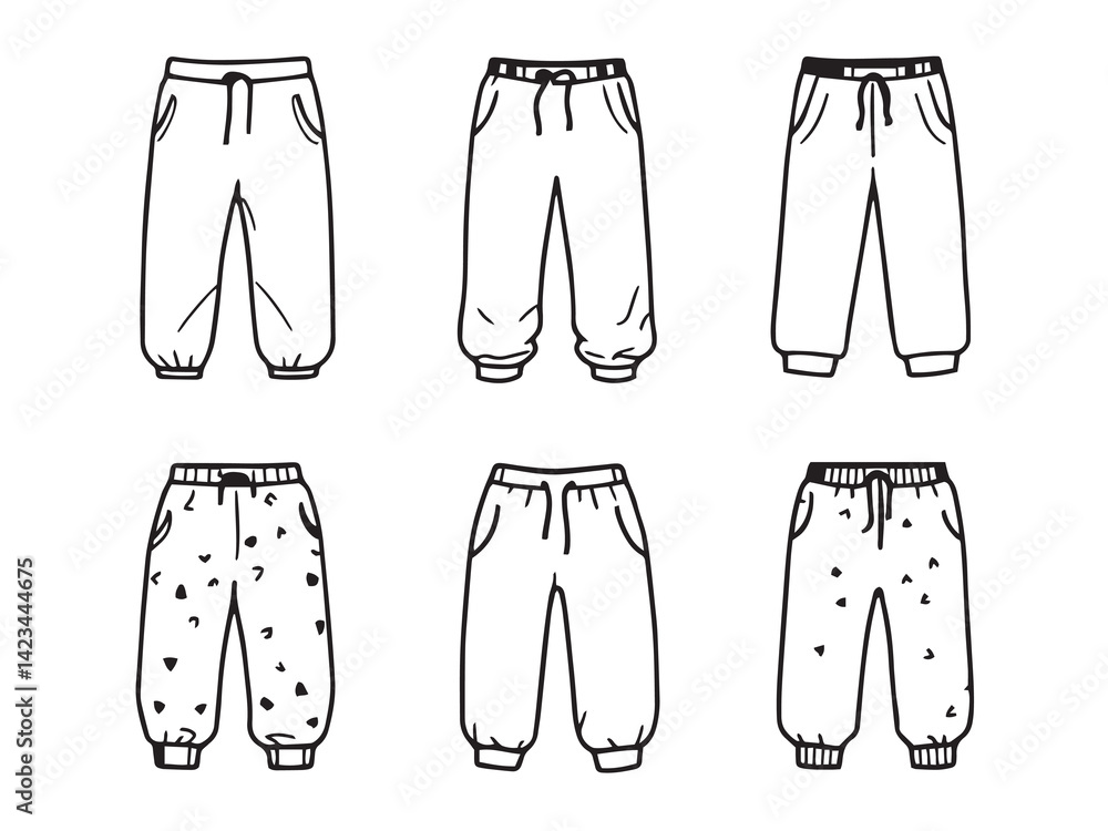 Sweatpants vector line art illustration Sweatpants vector line art illustration