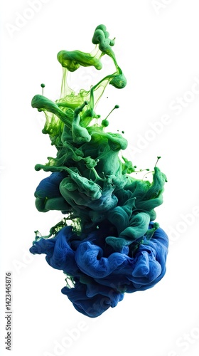 Wallpaper Mural Vivid swirling inks in shades of green and blue create a mesmerizing abstract pattern against a white background, evoking creativity and fluidity for artistic projects Torontodigital.ca