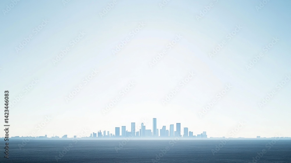Fototapeta premium Empty cityscape horizon at dawn