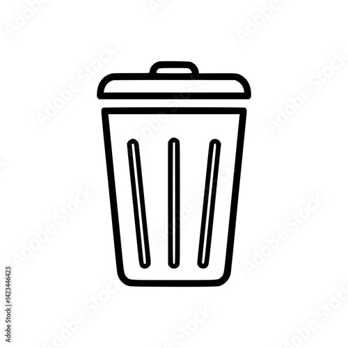 Outline icon of a trash can in minimalistic design  