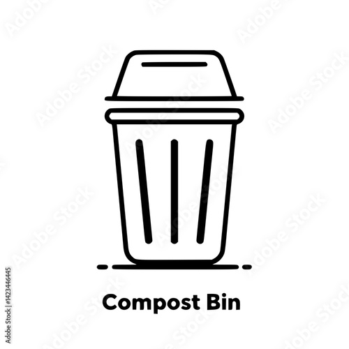 Outline illustration of a compost bin in a minimalist style  