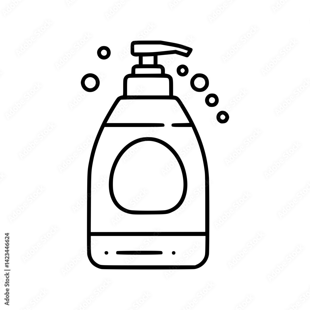 Outline icon of a soap dispenser with bubbles in simple style Outline icon of a soap dispenser with bubbles in simple style