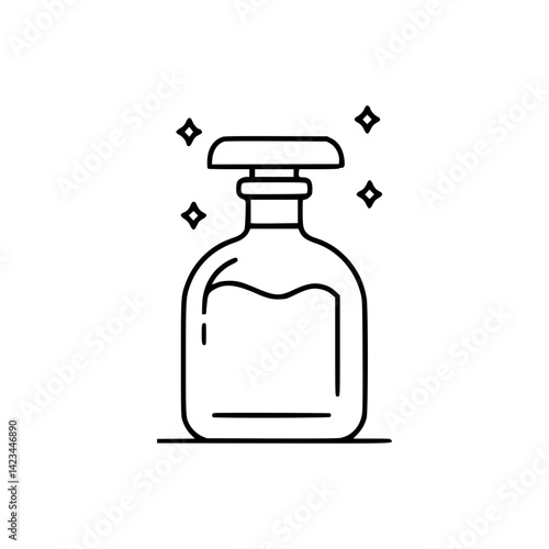 Outline icon of a sparkling bottle with liquid  