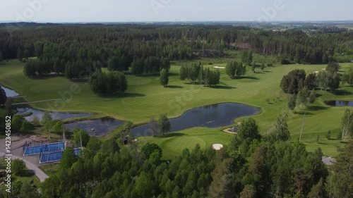 Sweden. Flying over fields and roads in Sweden.