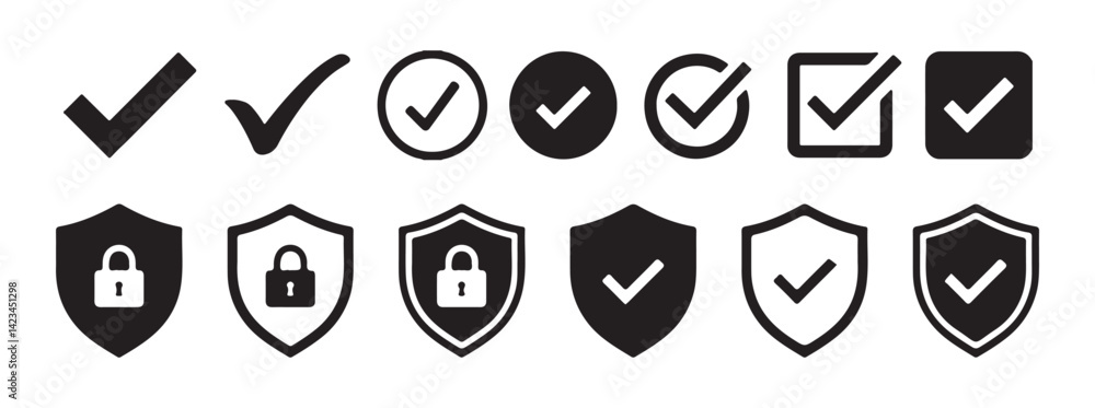 Check marks big collection. Tick, cross icon button set. Yes or no symbol, approved or rejected icon. Vector Illustration Check marks big collection. Tick, cross icon button set. Yes or no symbol, approved or rejected icon. Vector Illustration