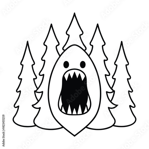 a forest where the trees have hollow screaming faces
