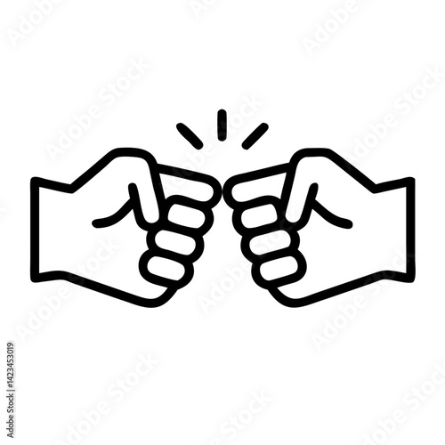 Two Hands Fist Bumping in a Minimalist Style  