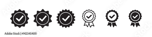 Verification symbol set. Social media account verification icons.  Vector Illustration