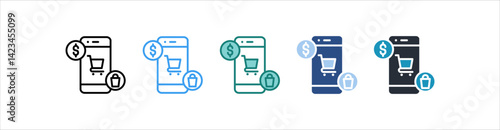 Ecommerce Icon In Different Style Vector